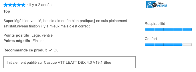 Avis client casque leatt dbx 4.0